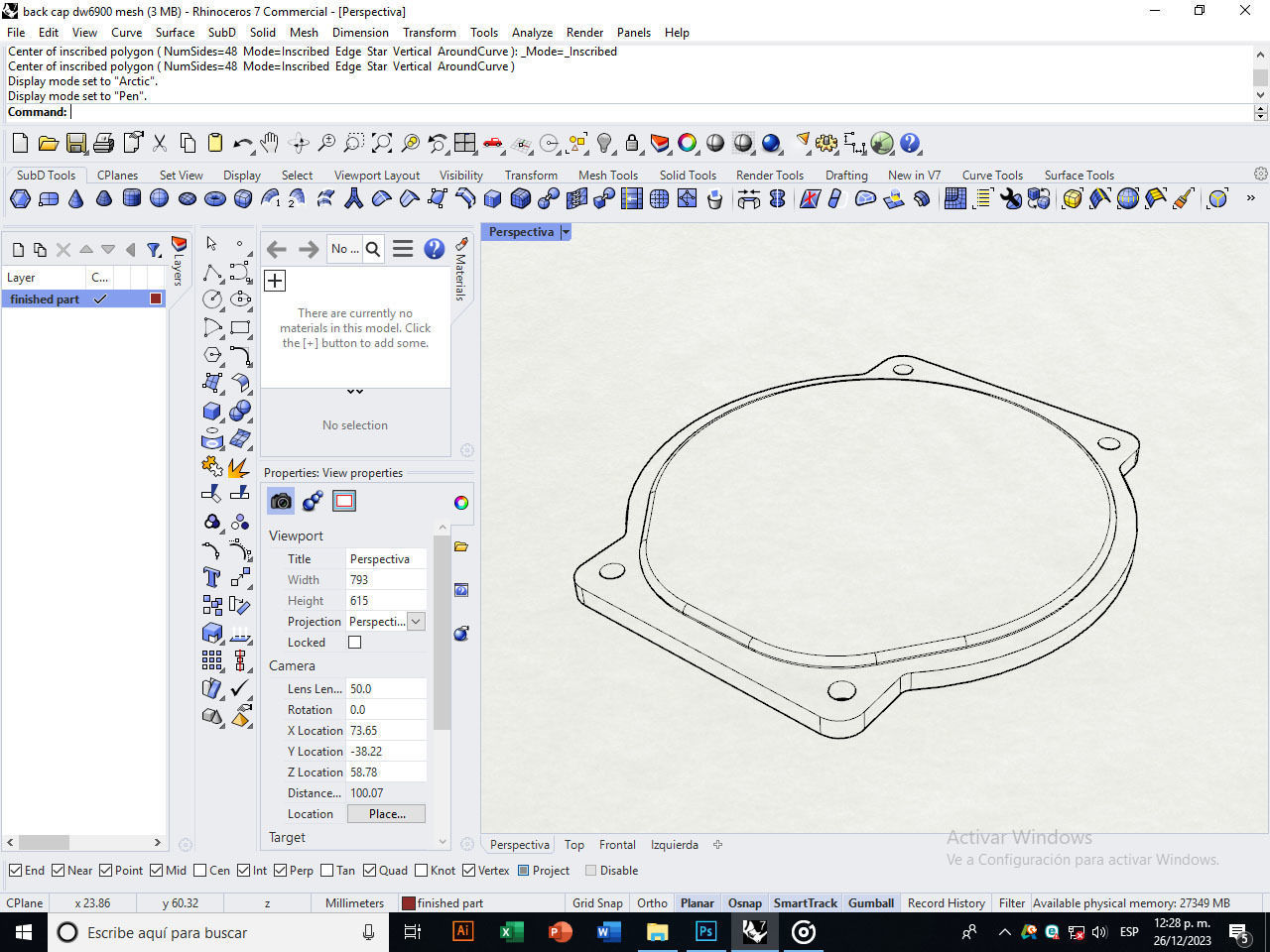 Back cap for digital quartz watch 3D print model_2