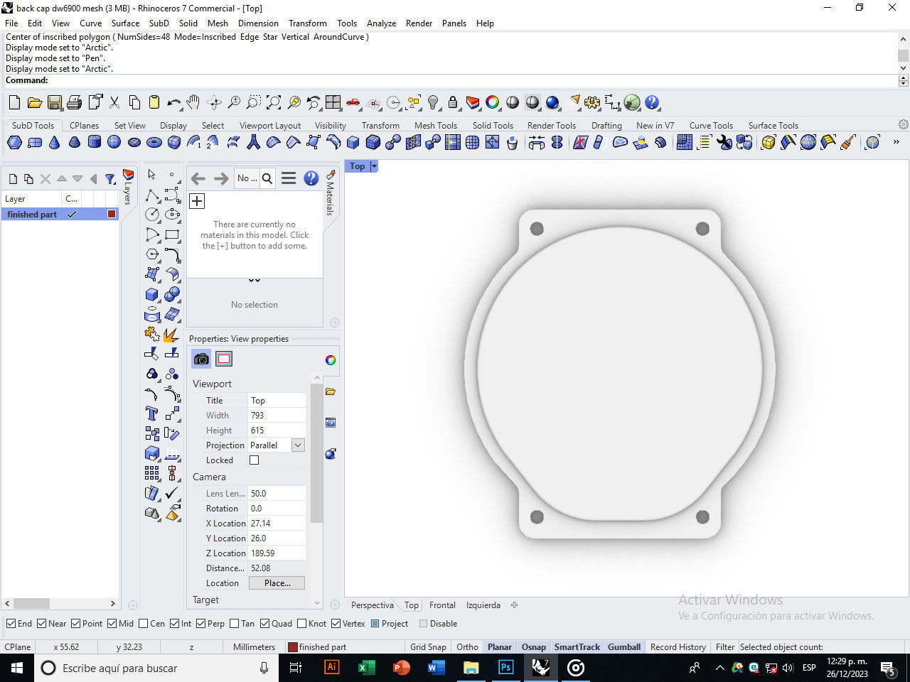 Back cap for digital quartz watch 3D print model_6