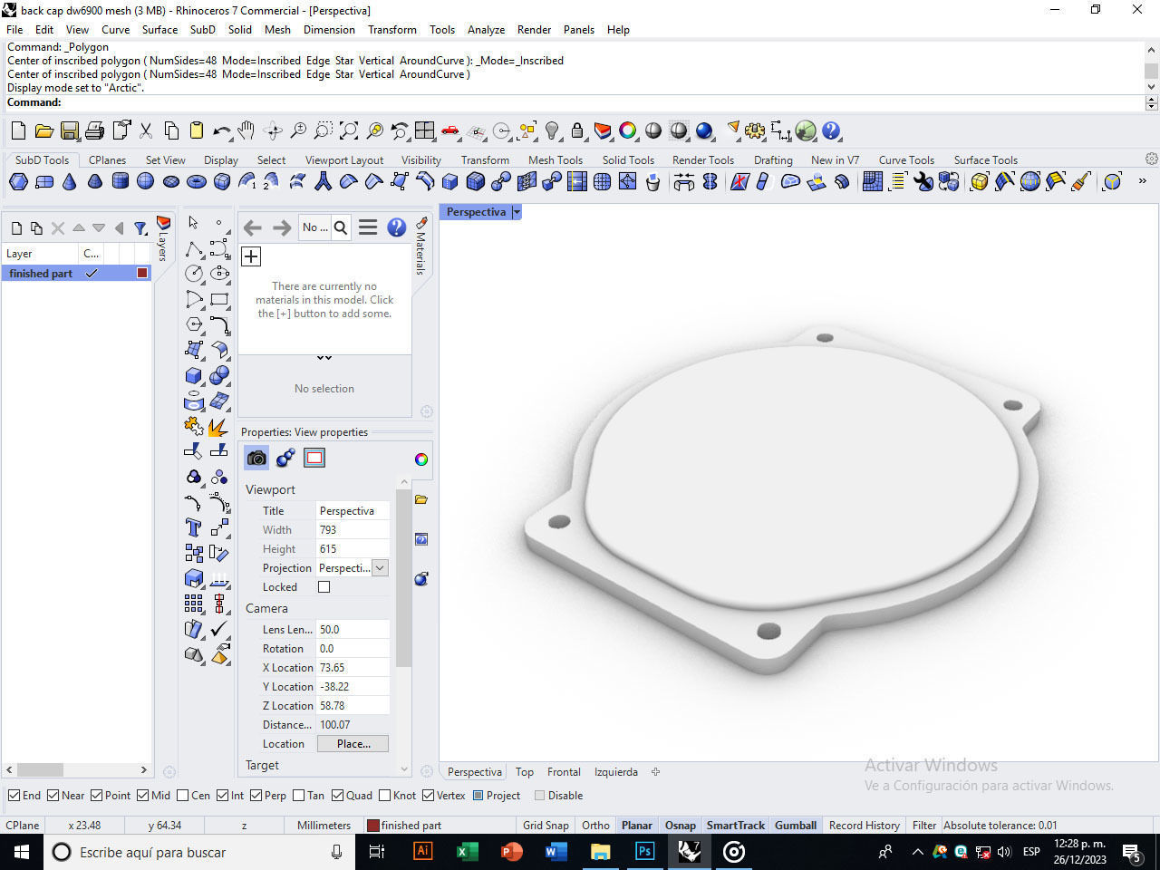Back cap for digital quartz watch 3D print model_3
