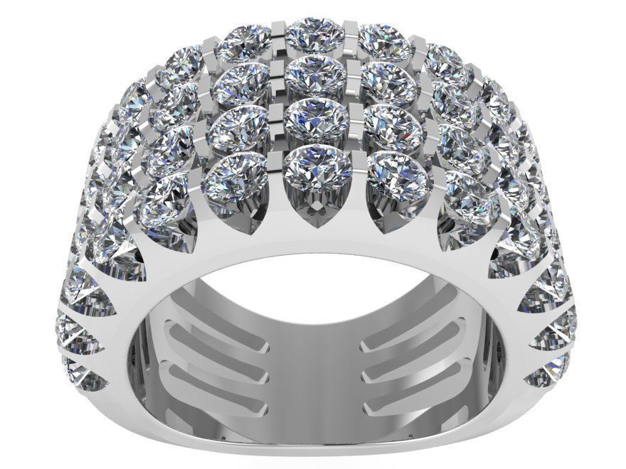 3 Row Diamond Band Ring 1601 3D print model_2