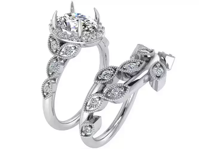 Oval Halo Ring With Band 1603