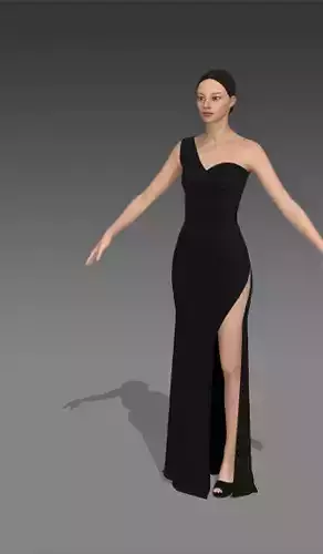 Dress heart and one shoulder detail black