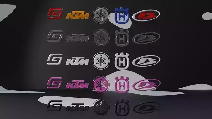 Motorcycle Logo KTM Husqvarna Yamaha GasGas and Beta Low-poly 3D model