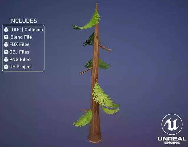 Stylized Pine With Few Leaves Low-poly 3D model