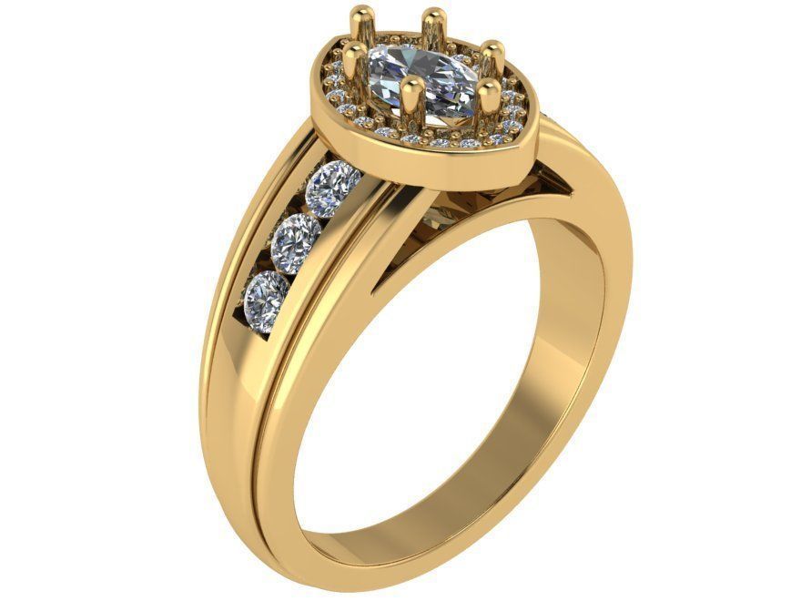 Marquise Halo Ring 1626 3D print model_1
