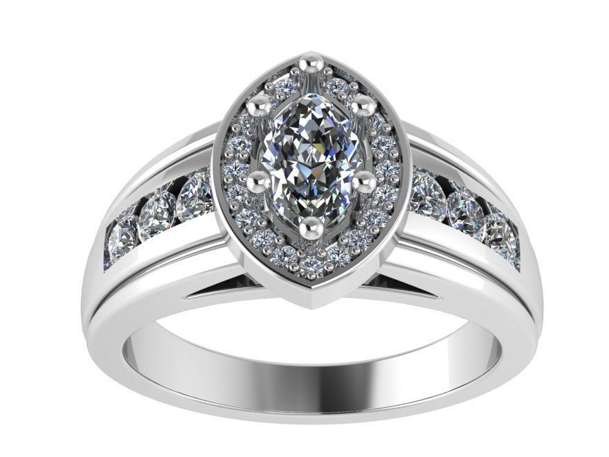 Marquise Halo Ring 1626 3D print model_2