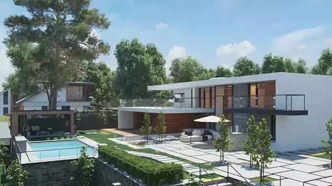 Country house 3D scene 3D model