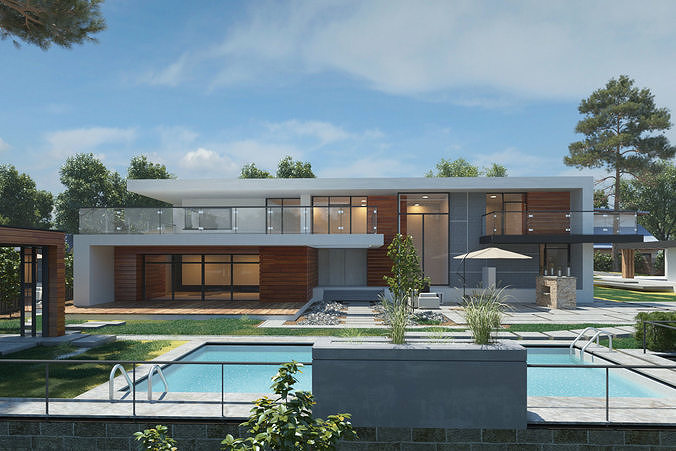 Country house 3D scene 3D model 4
