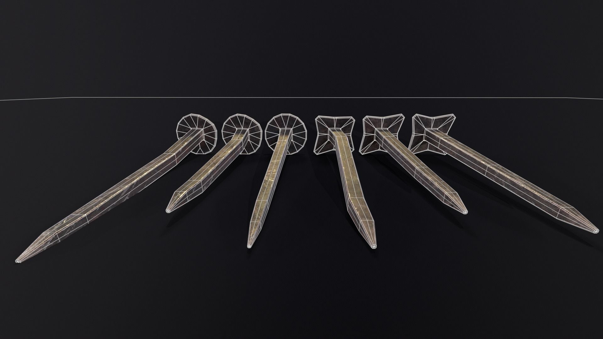 Old Rusty Medieval Nails Low-poly 3D model_21
