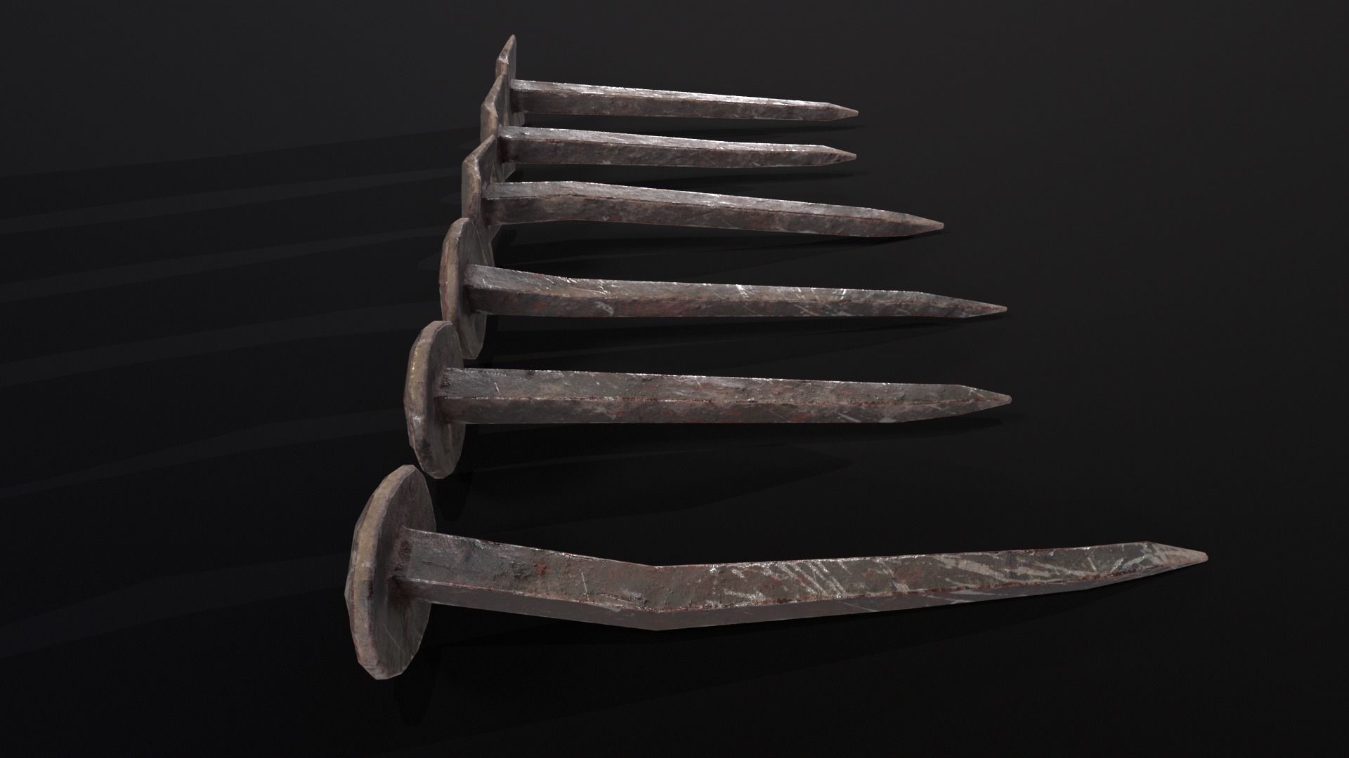 Old Rusty Medieval Nails Low-poly 3D model_14