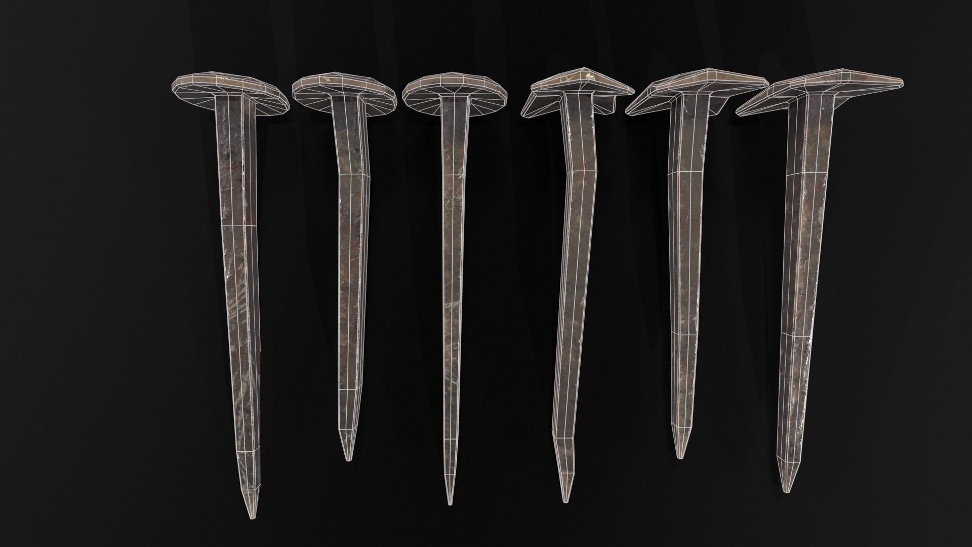 Old Rusty Medieval Nails Low-poly 3D model_19