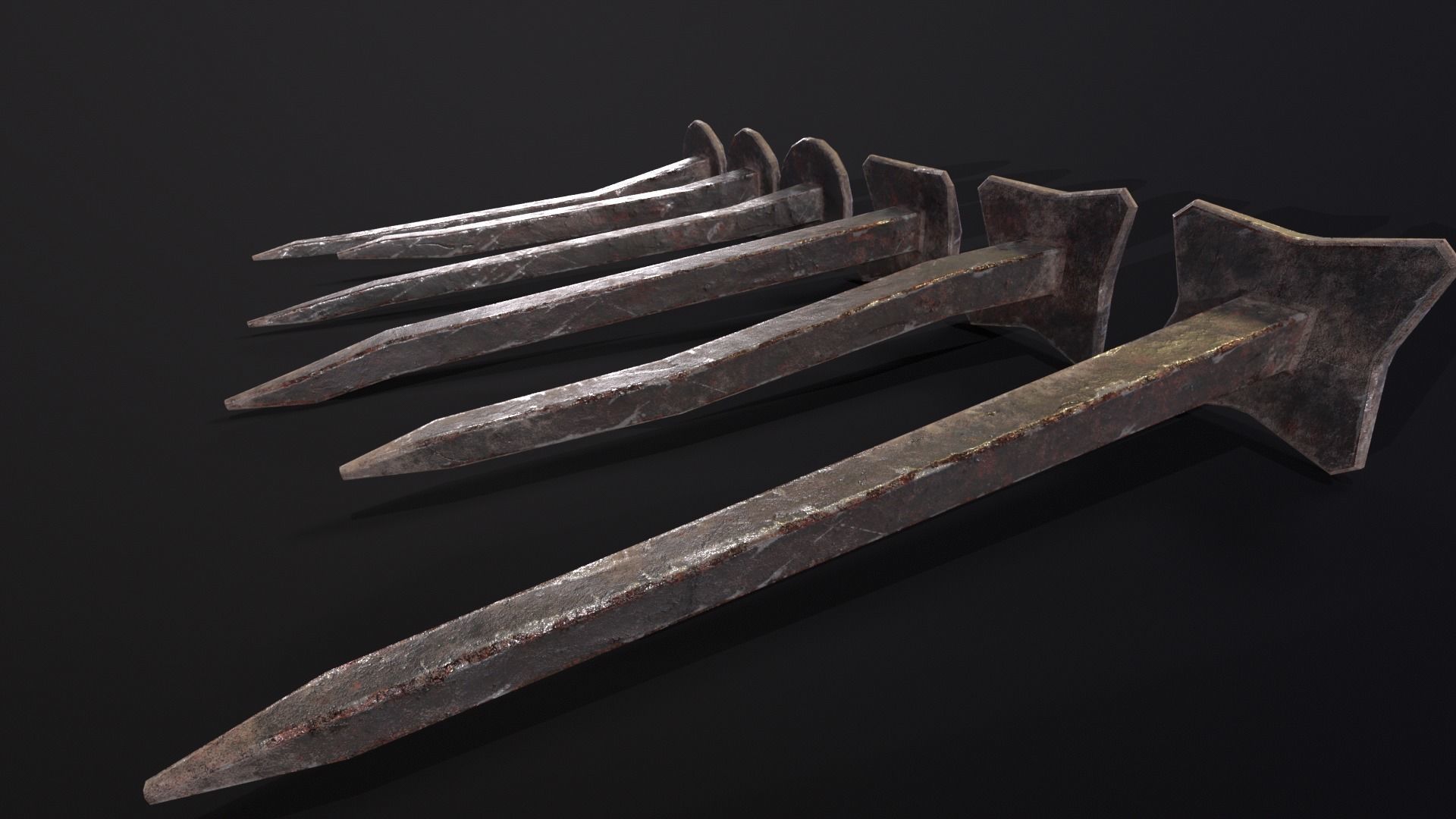 Old Rusty Medieval Nails Low-poly 3D model_5