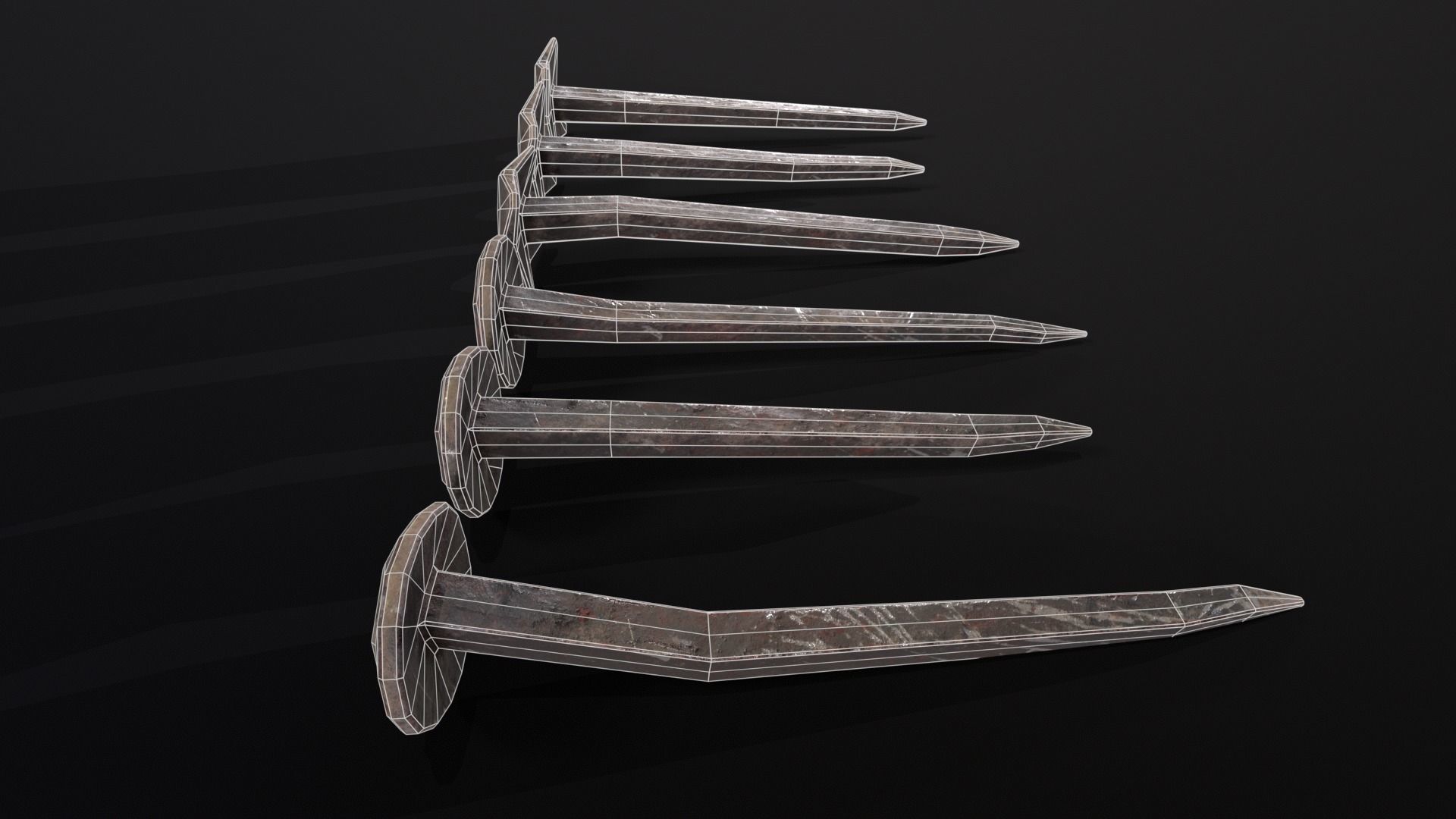 Old Rusty Medieval Nails Low-poly 3D model_15