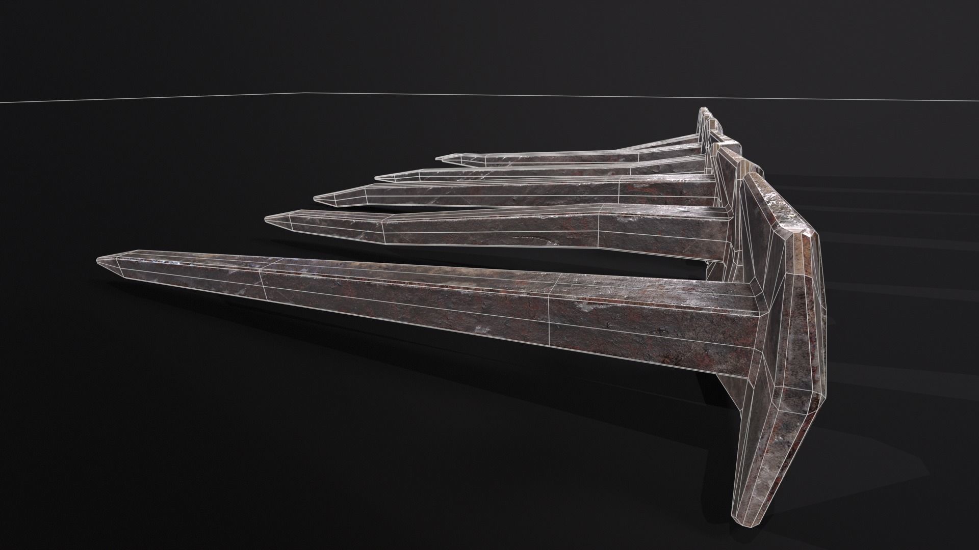 Old Rusty Medieval Nails Low-poly 3D model_7