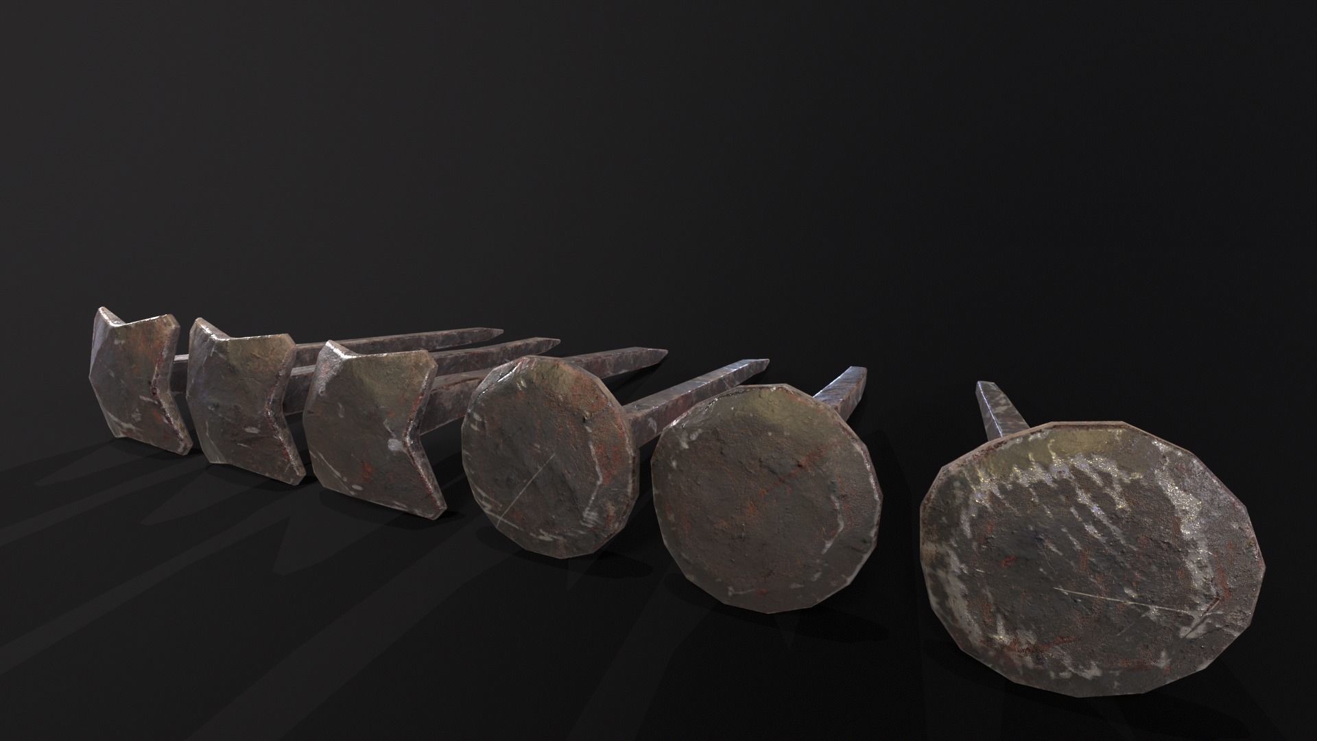 Old Rusty Medieval Nails Low-poly 3D model_10
