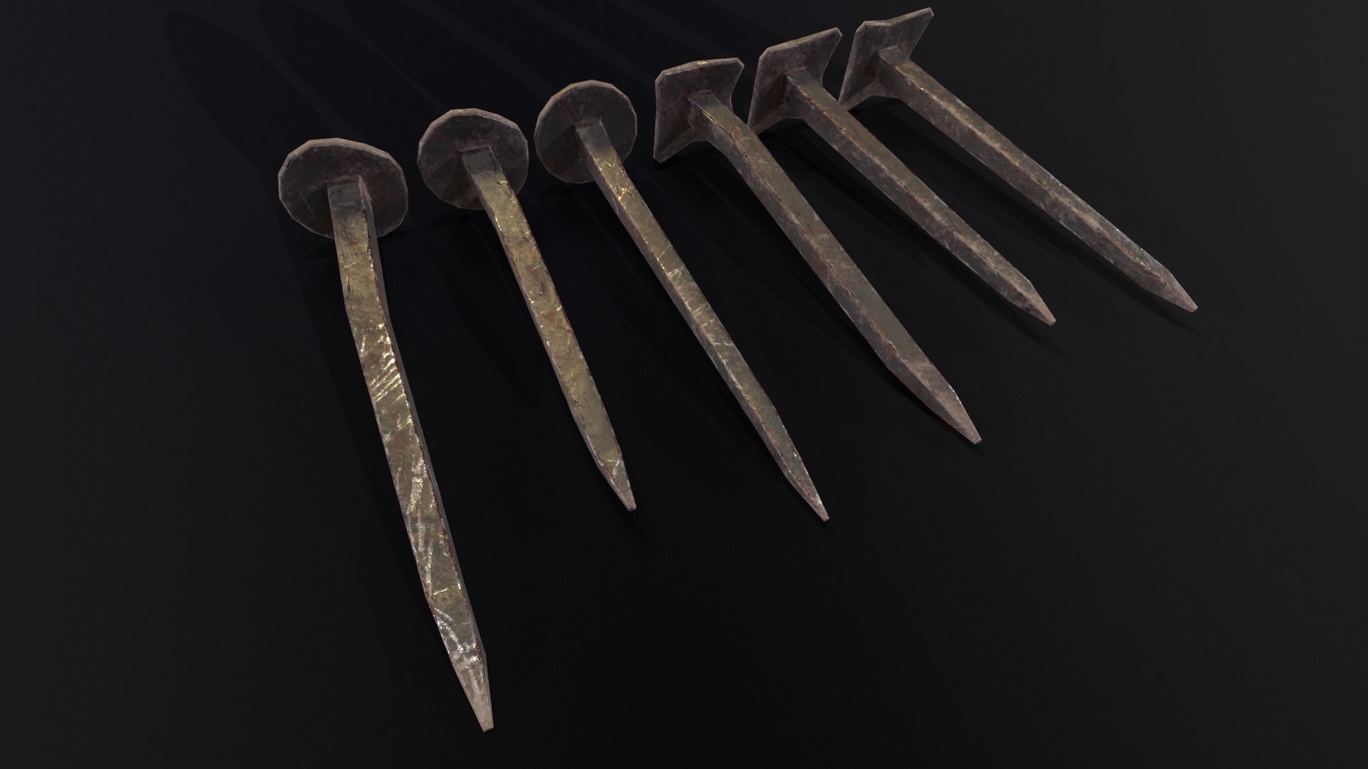 Old Rusty Medieval Nails Low-poly 3D model_16