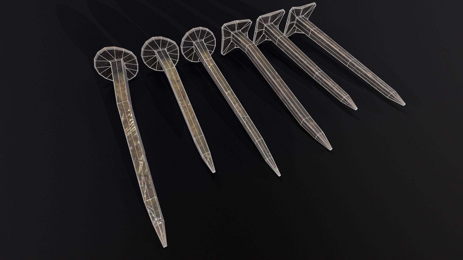 Old Rusty Medieval Nails Low-poly 3D model_17