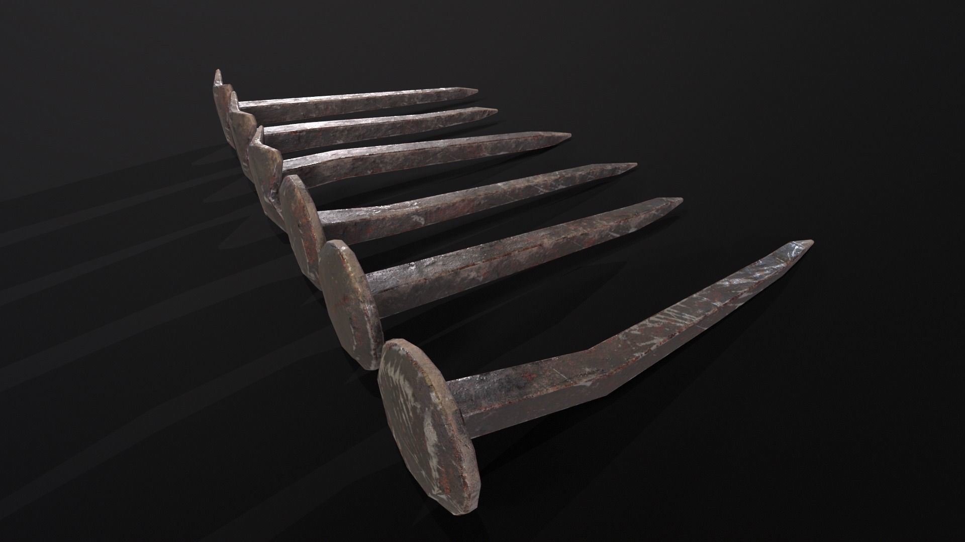Old Rusty Medieval Nails Low-poly 3D model_12