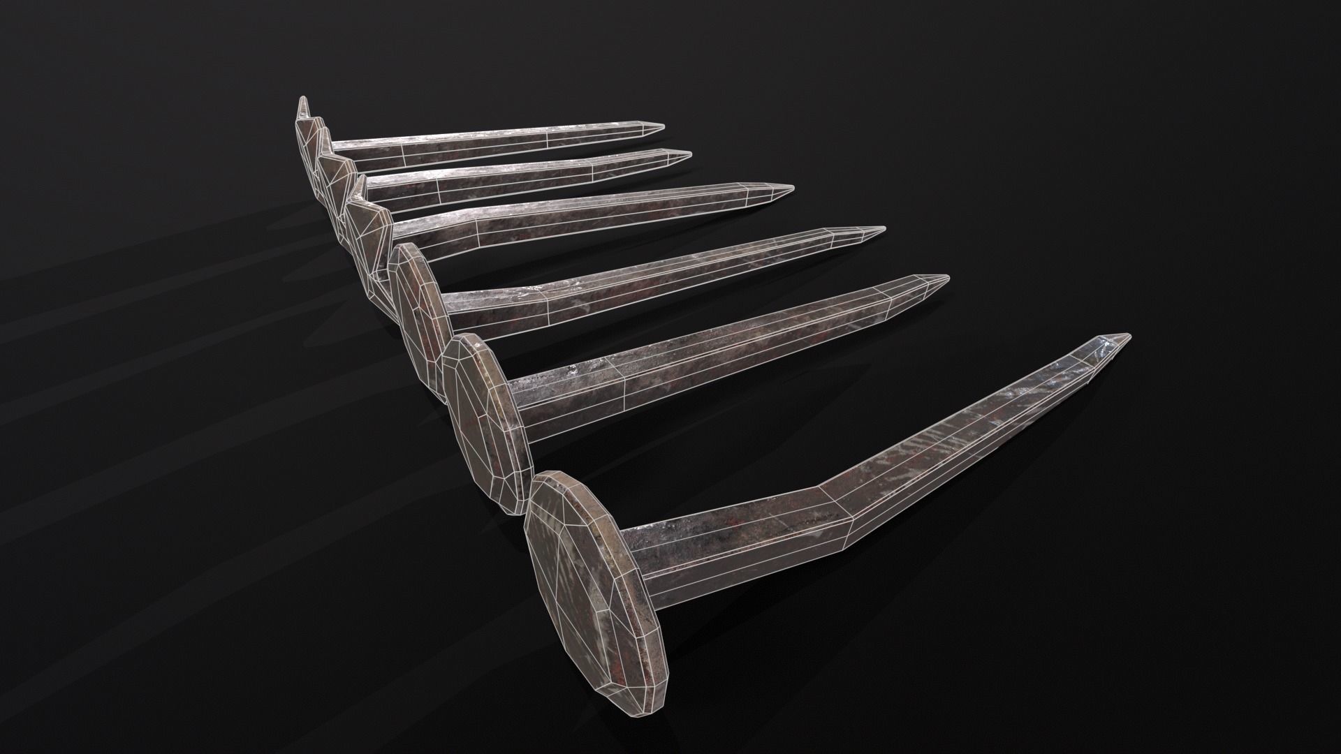 Old Rusty Medieval Nails Low-poly 3D model_13