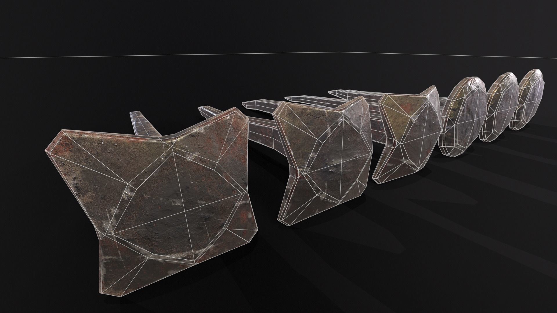 Old Rusty Medieval Nails Low-poly 3D model_9