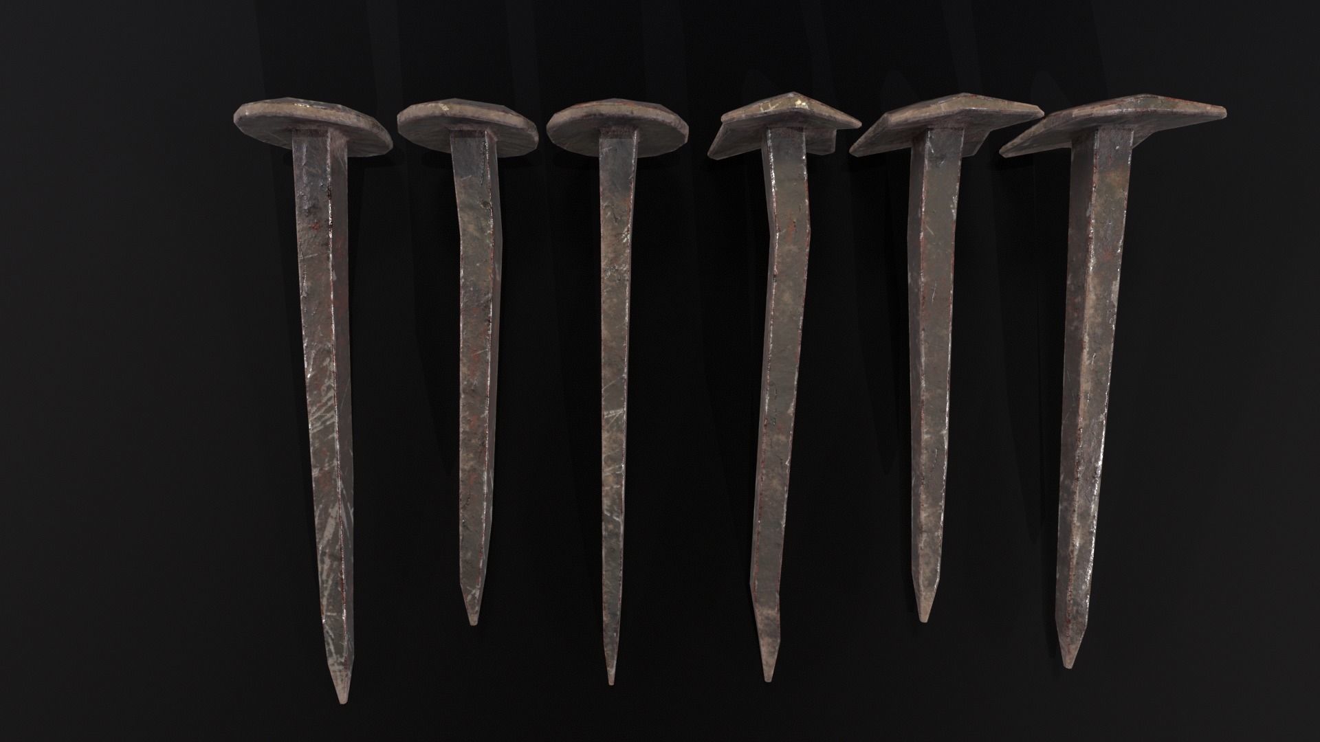Old Rusty Medieval Nails Low-poly 3D model_18