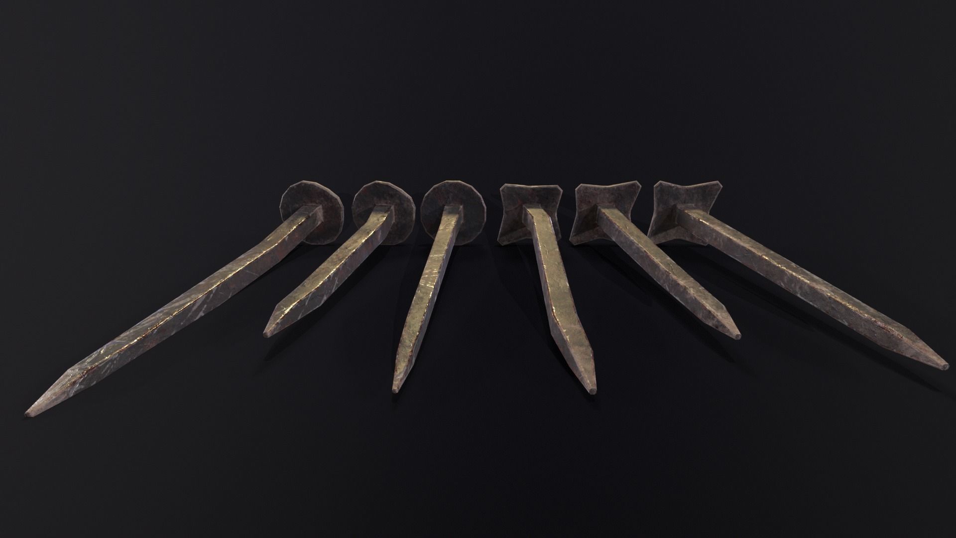 Old Rusty Medieval Nails Low-poly 3D model_20
