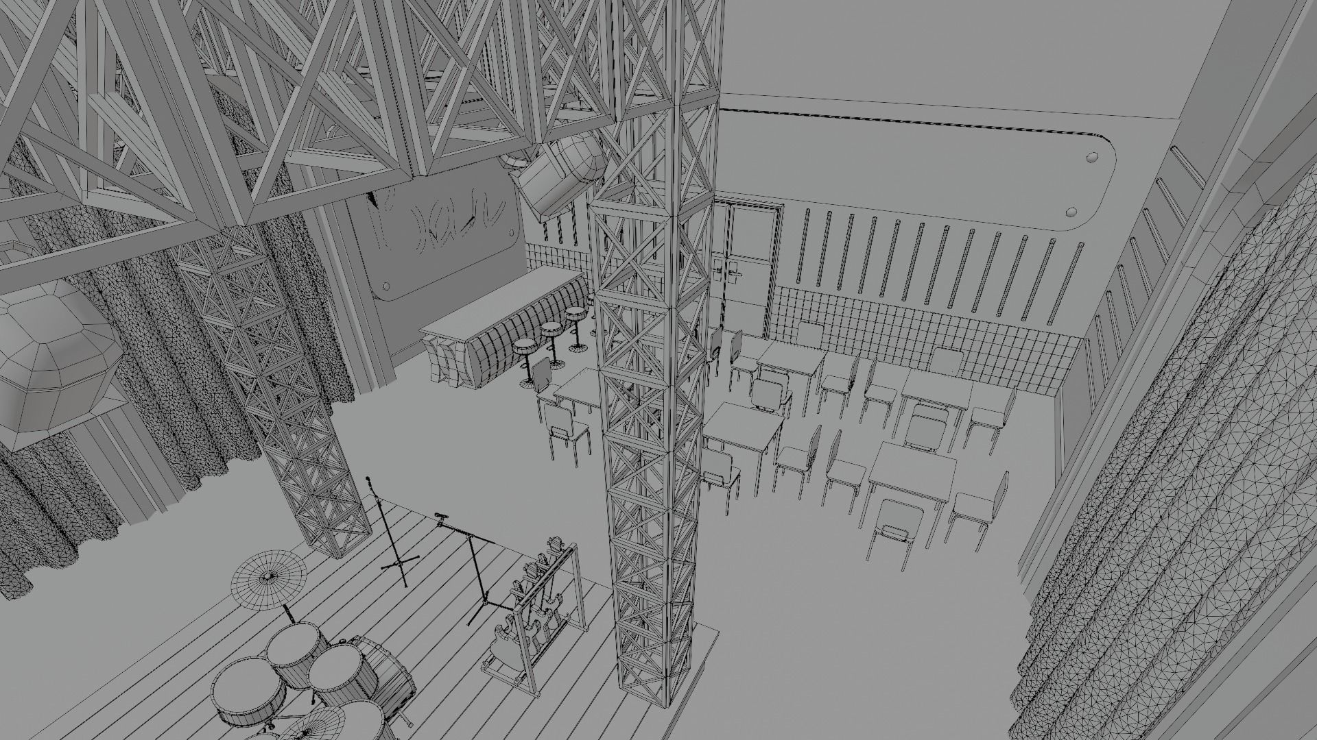 VR Rock Band Show Bar Low-poly 3D model_22