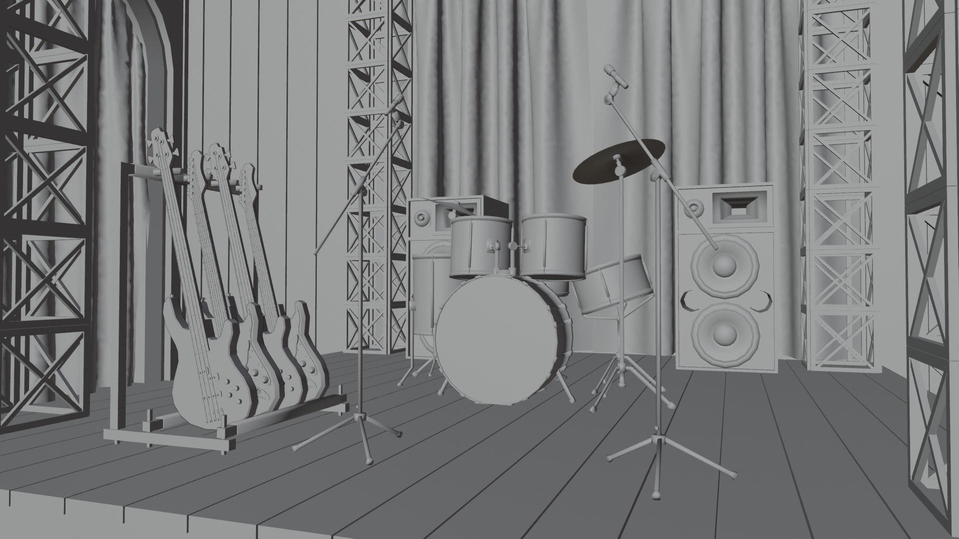 VR Rock Band Show Bar Low-poly 3D model_15