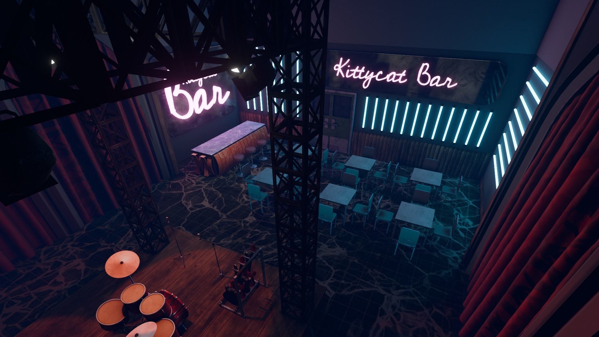 VR Rock Band Show Bar Low-poly 3D model_5