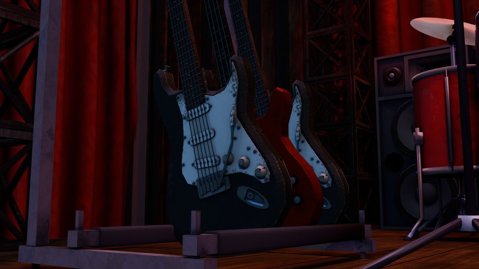 VR Rock Band Show Bar Low-poly 3D model_7