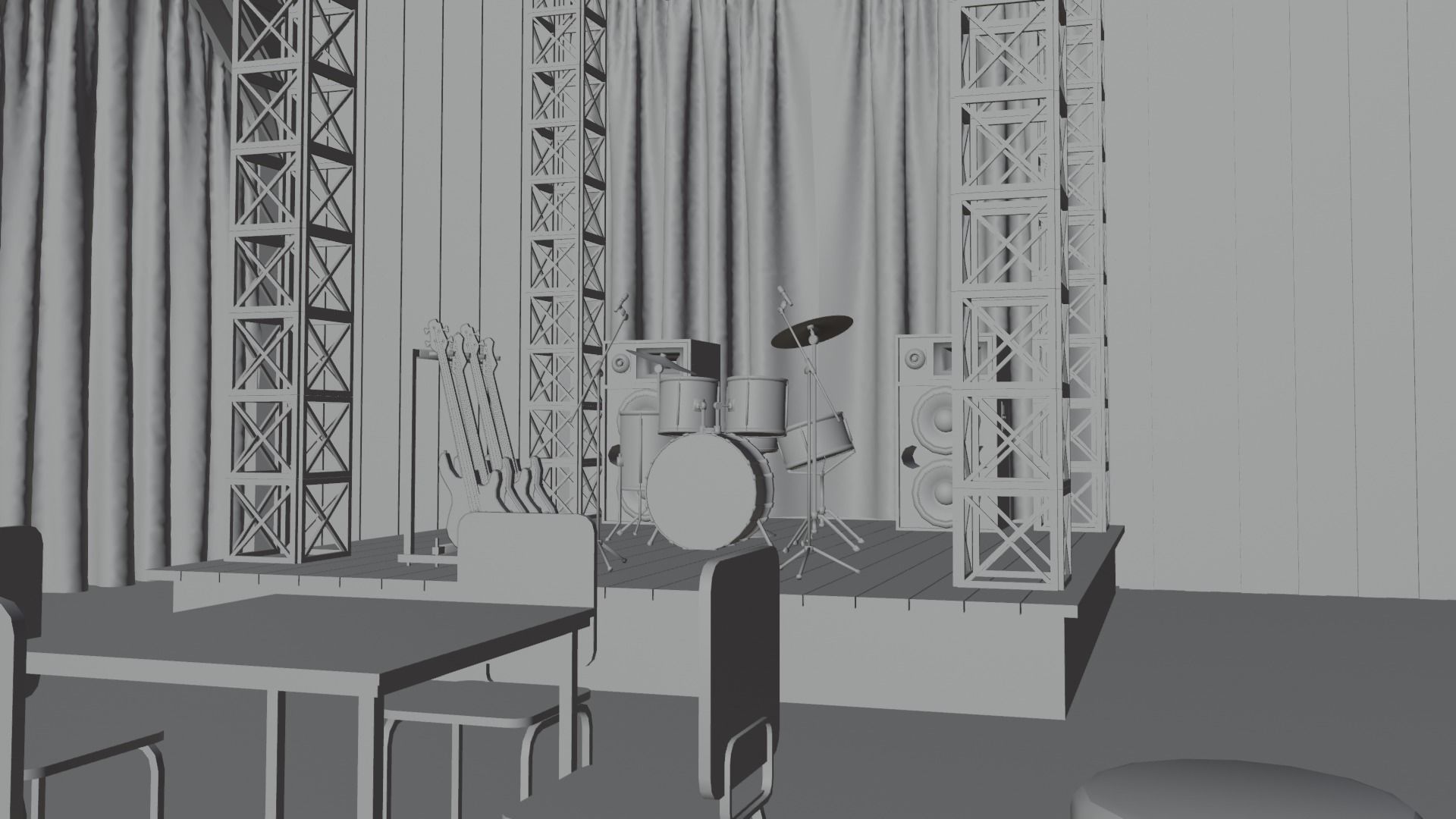 VR Rock Band Show Bar Low-poly 3D model_16