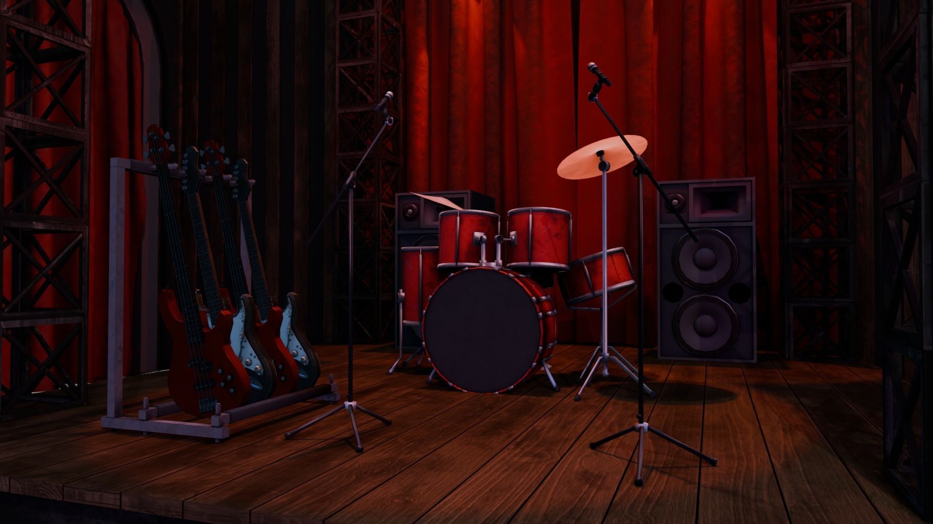 VR Rock Band Show Bar Low-poly 3D model_2