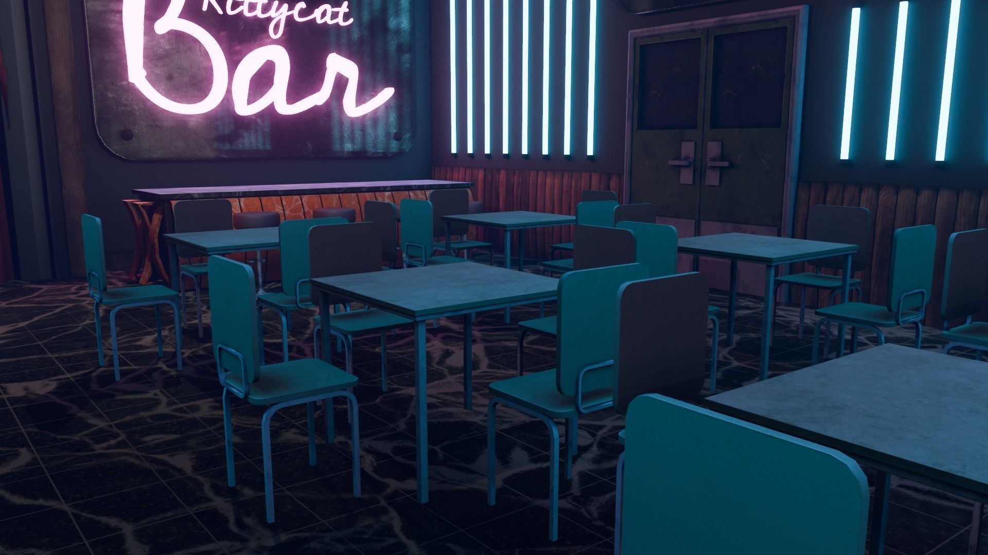 VR Rock Band Show Bar Low-poly 3D model_11