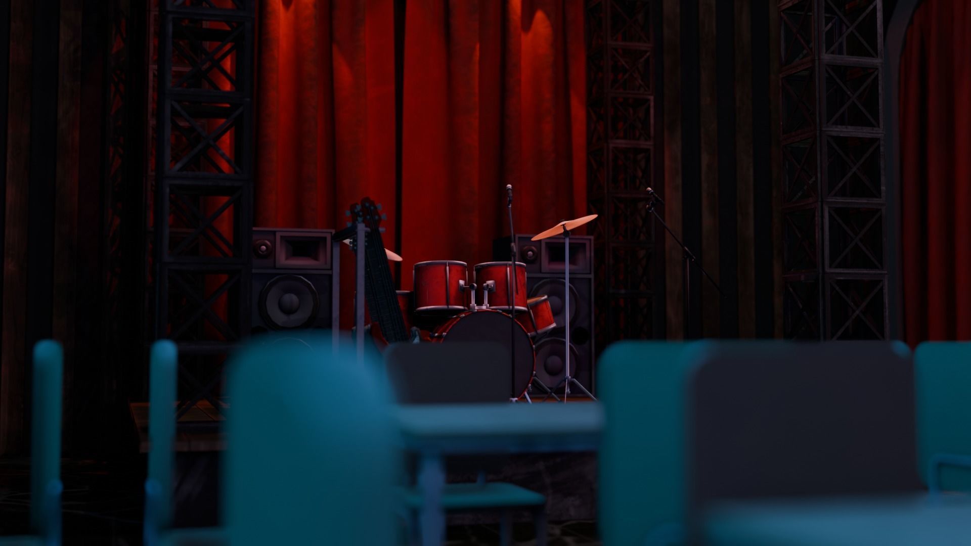 VR Rock Band Show Bar Low-poly 3D model_9