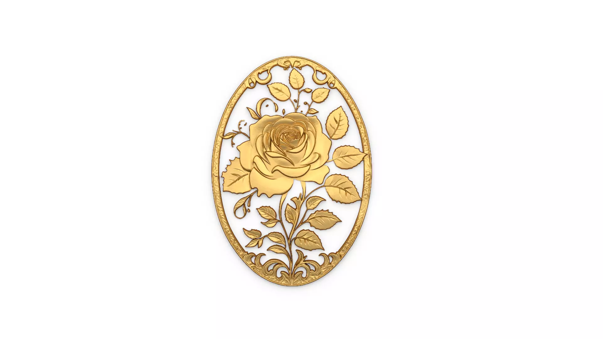 Classic oval carved decor ornament 07 3D model_0