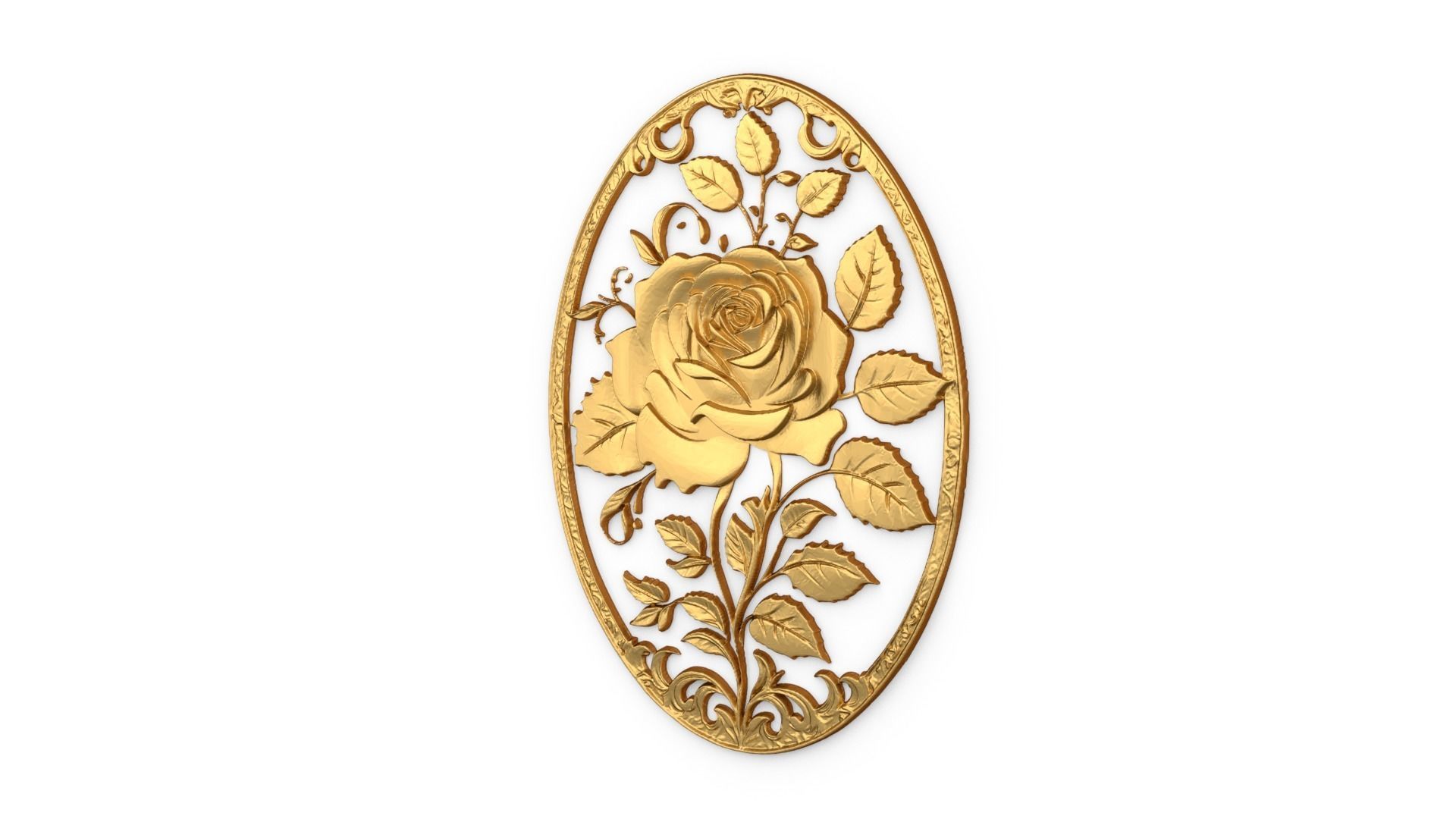 Classic oval carved decor ornament 07 3D model_2