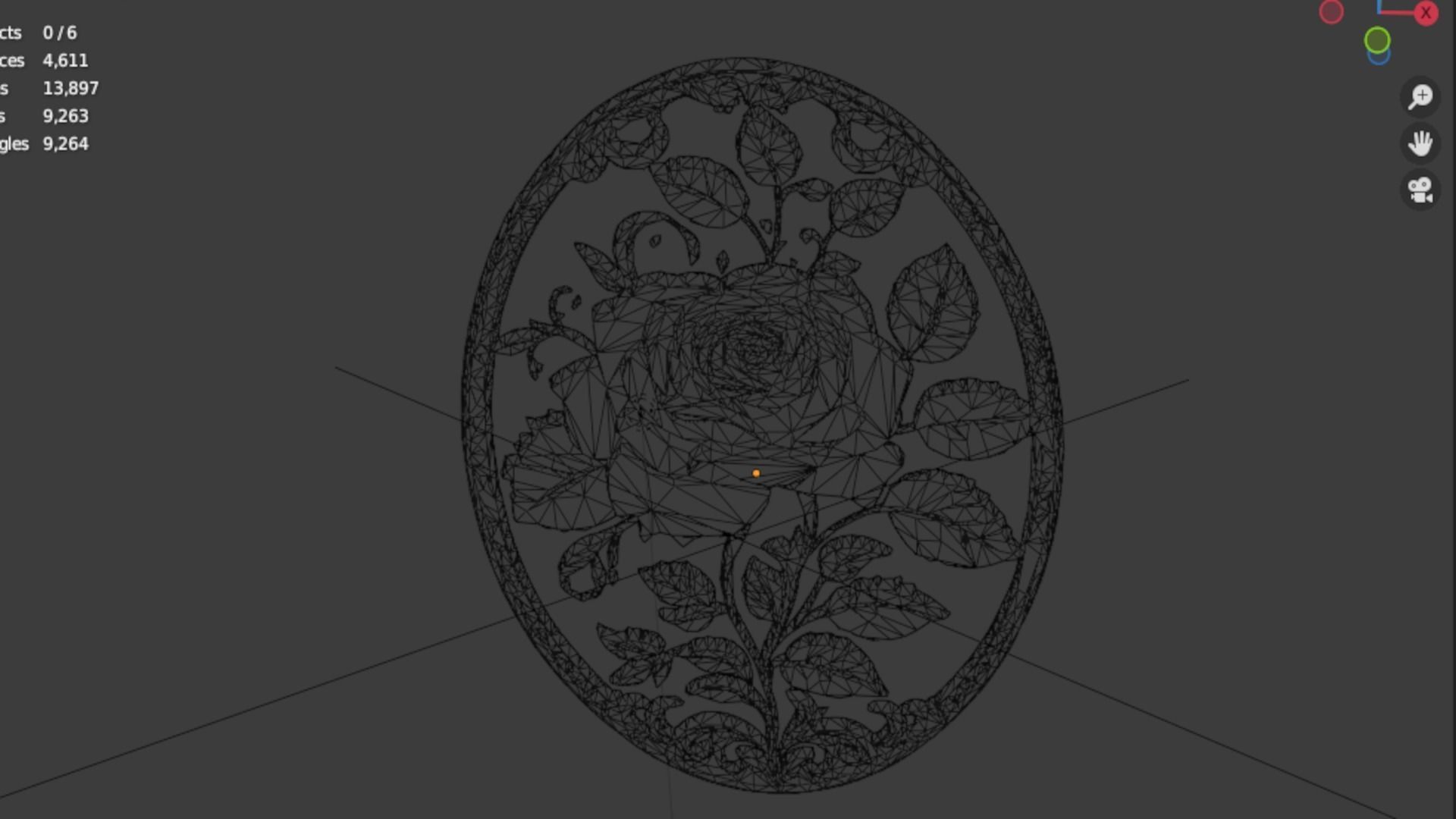 Classic oval carved decor ornament 07 3D model_5