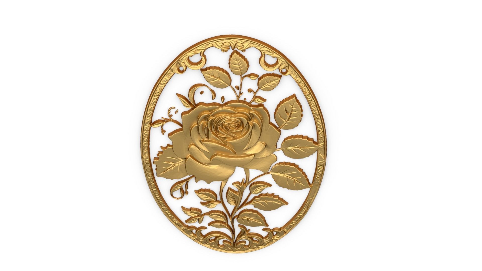 Classic oval carved decor ornament 07 3D model_4