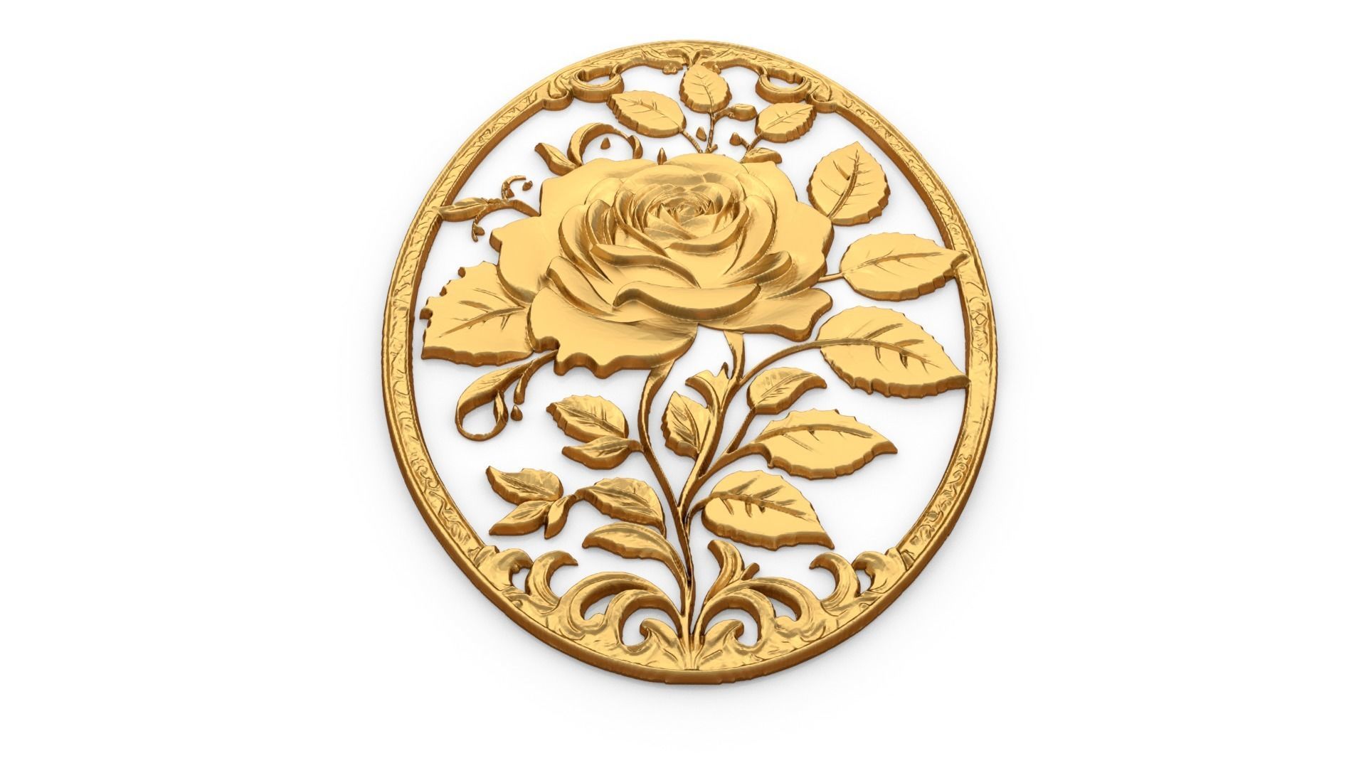 Classic oval carved decor ornament 07 3D model_3