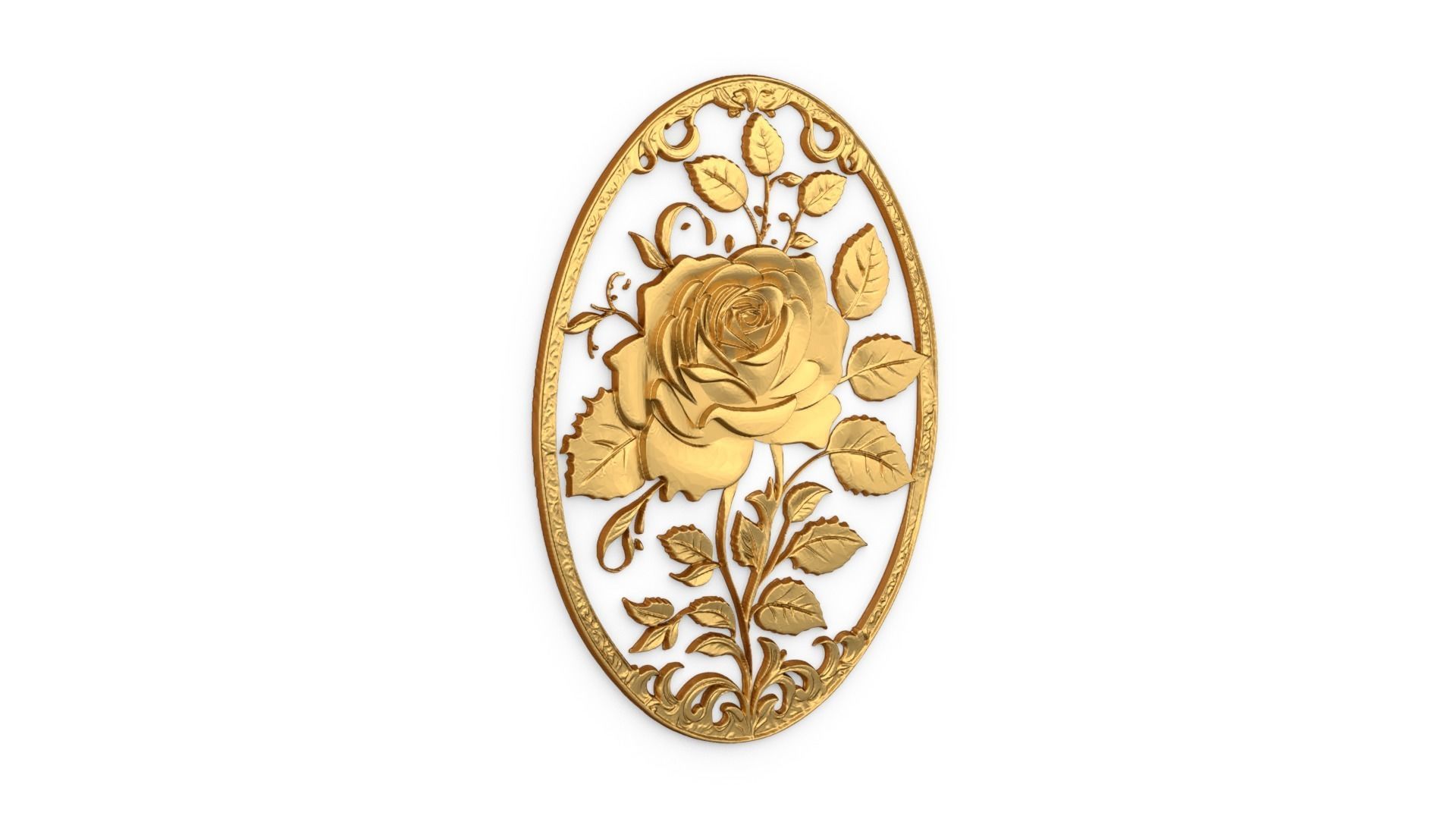 Classic oval carved decor ornament 07 3D model_1