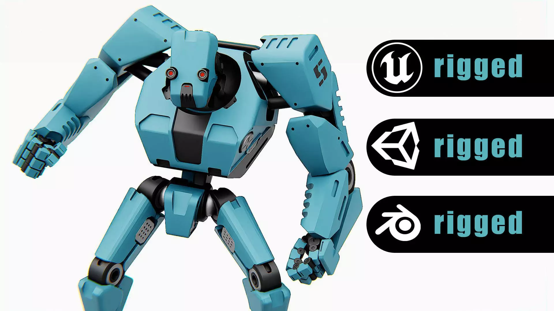 CYBER DROID-C Rigged for Unreal Engine - Unity - MIXAMO 3D model