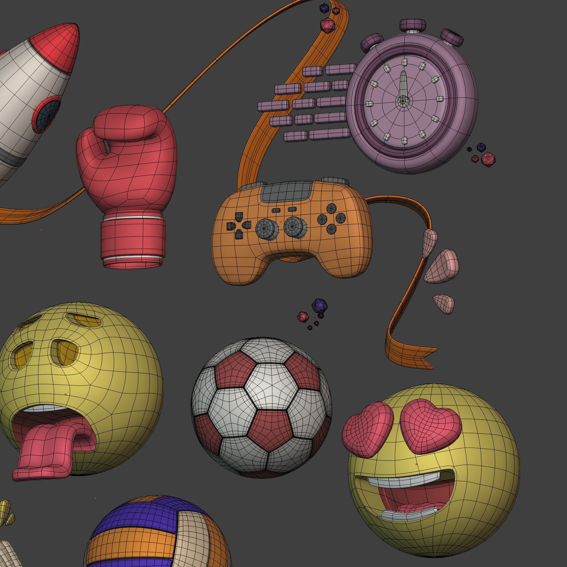 Cartoon Icons Pack - Hand - Smartphone - Smiley Emoji - Game Low-poly 3D model_12