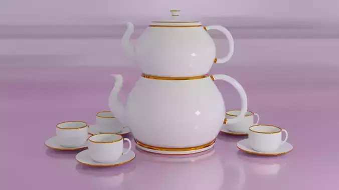 porcelain teapot and cup models