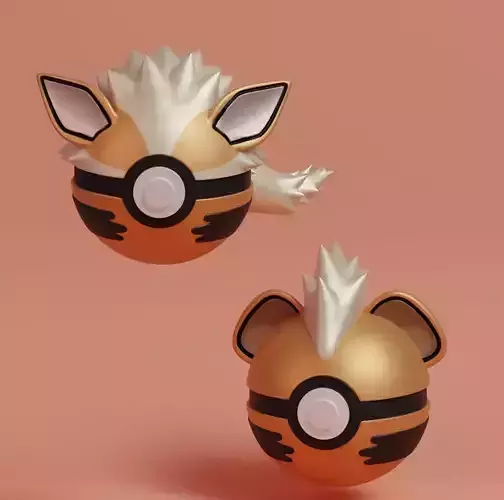 Pokemon Growlithe Arcanine Pokeball 3D print model