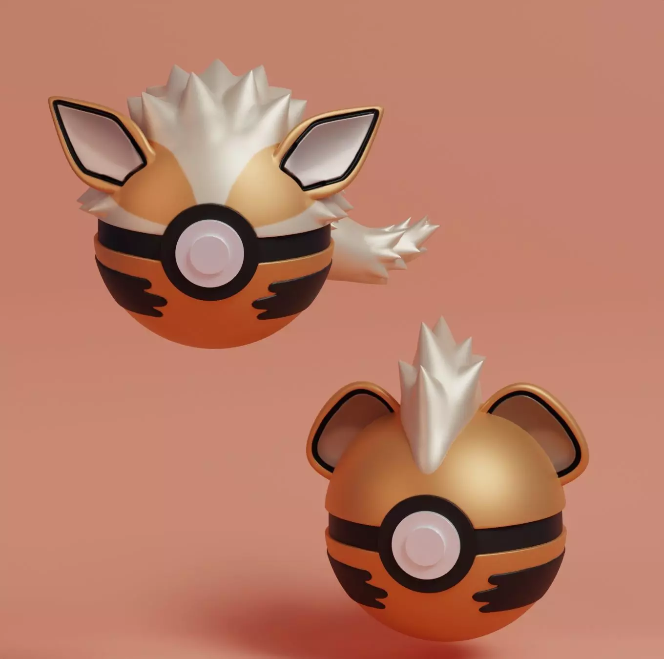 Pokemon Growlithe Arcanine Pokeball 3D print model_0