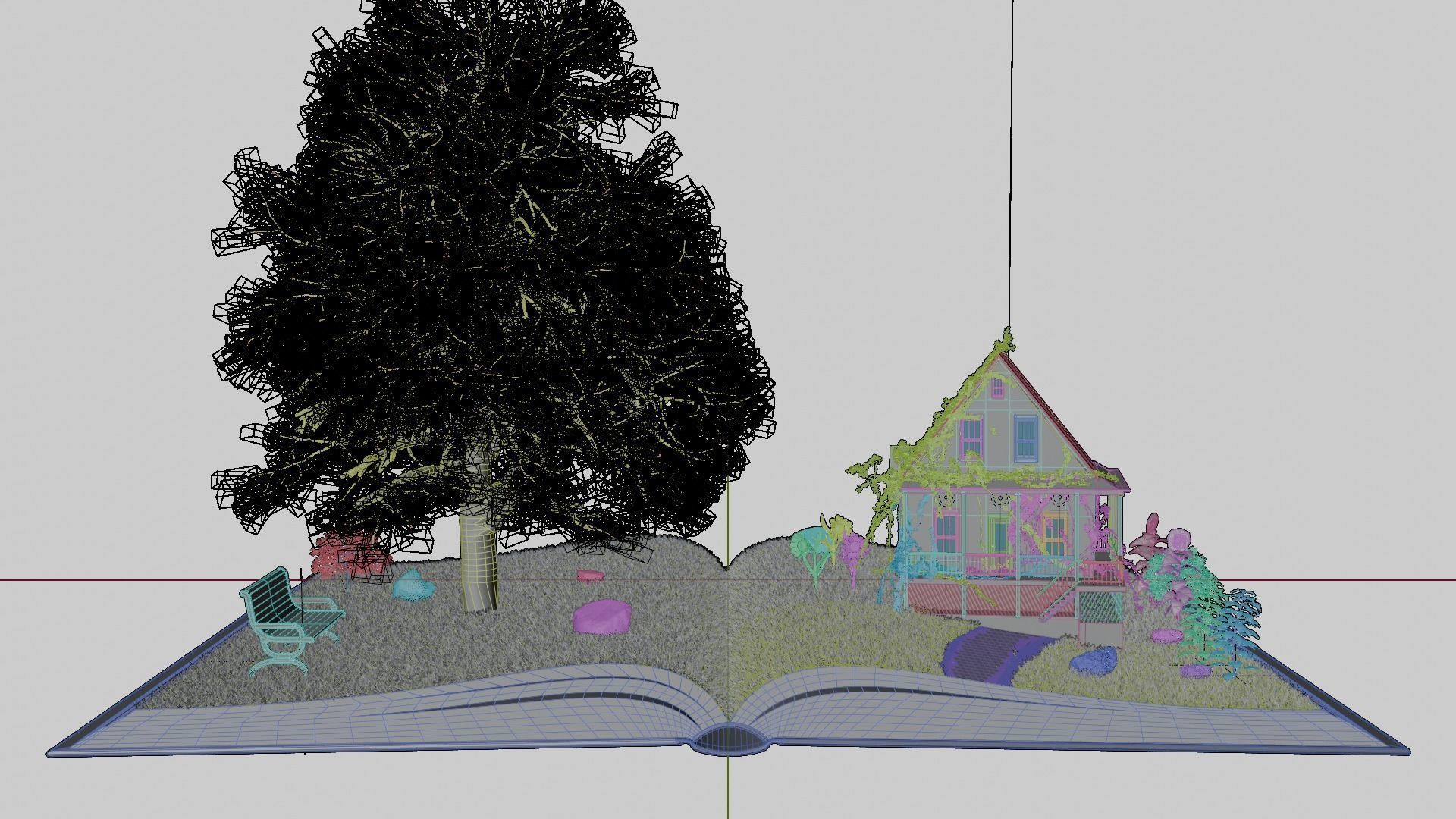 3D model of Magic book with a landscape - Nature 3D model_4