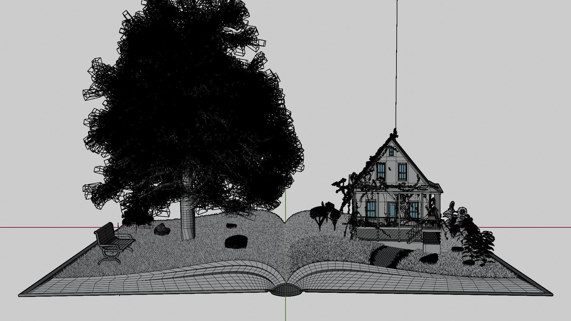 3D model of Magic book with a landscape - Nature 3D model_2