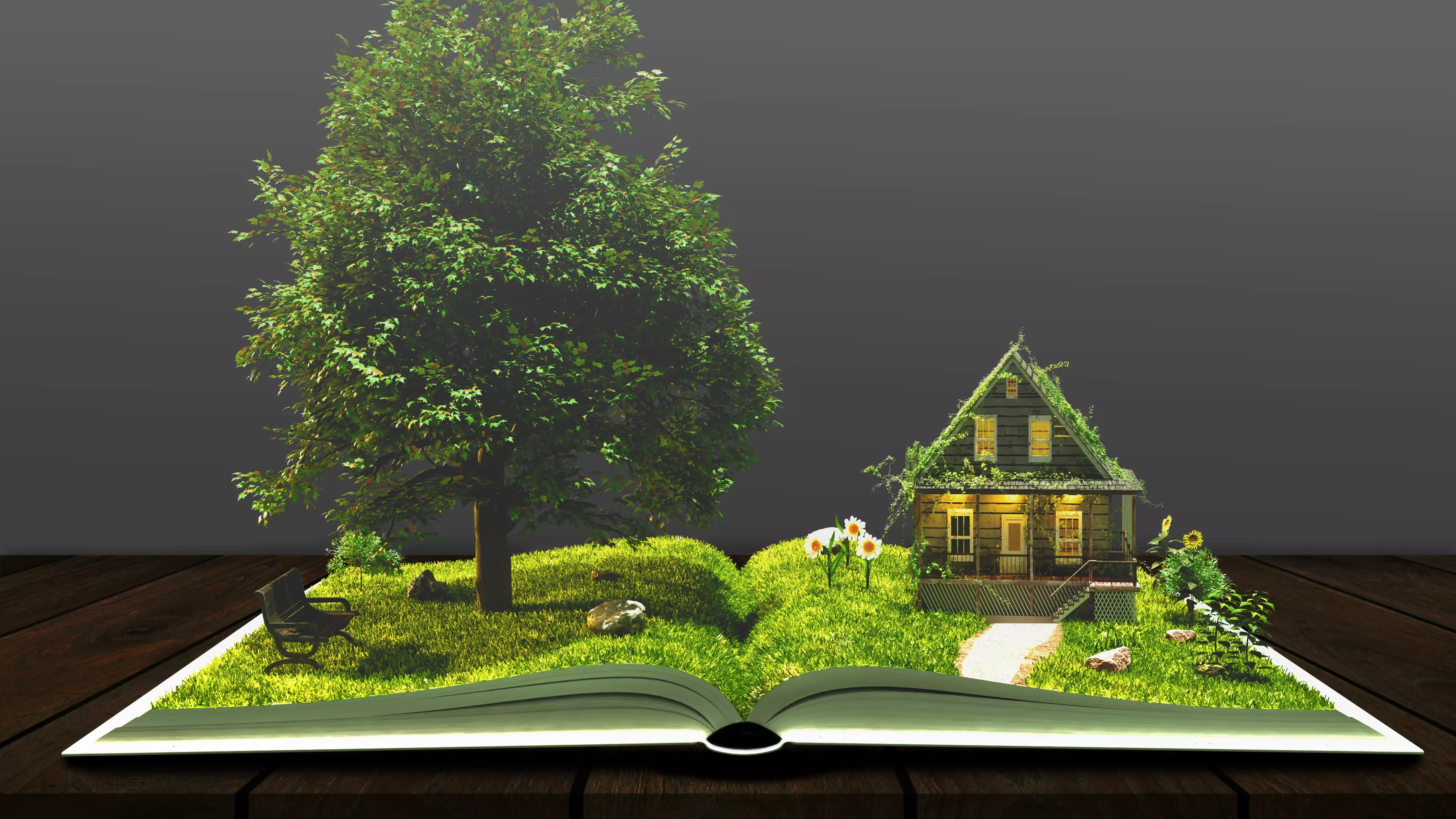 3D model of Magic book with a landscape - Nature 3D model_0