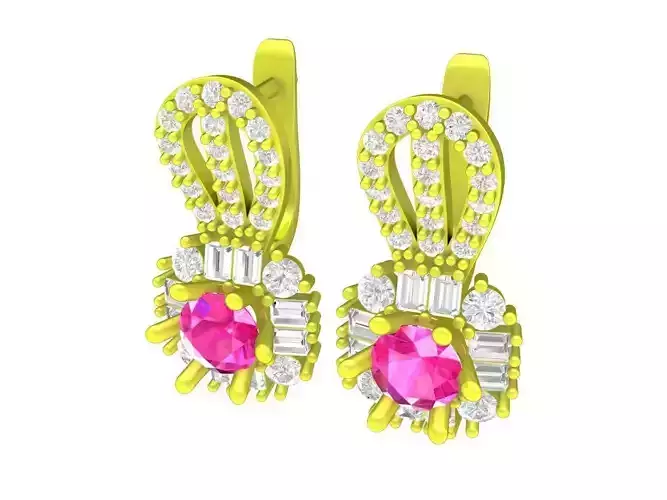 A7692 Korean Style Diamond Hoop Earrings 3D Print