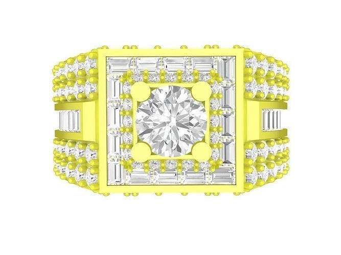 7701 korean style baguette diamond men ring 3D print model